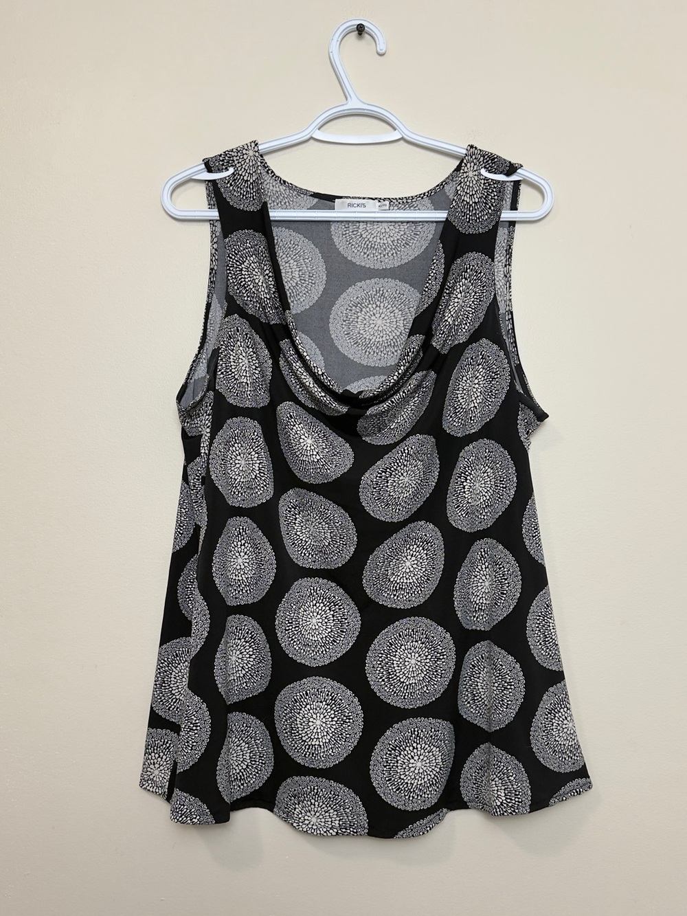 Ricki's Black & White Sleeveless Cowl Neck Blouse